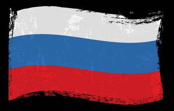 Bandera Grunge Rusia Fondo Negro Ilustración Vectorial — Vector de stock