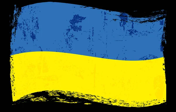 Ukraina Grunge Flag Czarne Tło Wektor Ilustracja — Wektor stockowy