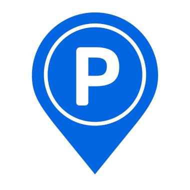 park, konum işaretleyici, mavi renk, beyaz arkaplan, vektör illüstrasyonu