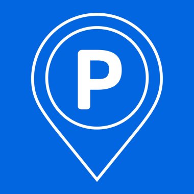 park, konum işaretleyici, mavi renk, beyaz arkaplan, vektör illüstrasyonu