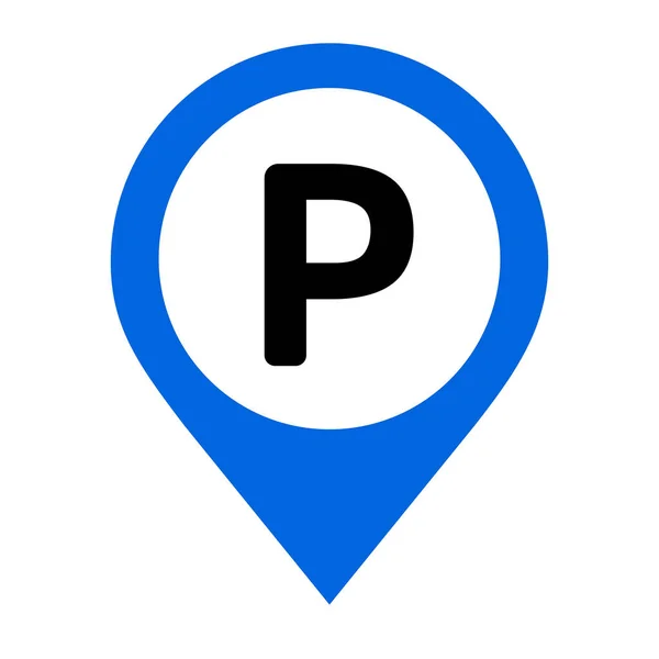 Parking Pointeur Position Couleur Bleue Fond Blanc Illustration Vectorielle — Image vectorielle