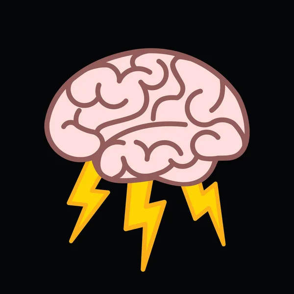 Мозговой Штурм Молния Икона Человеческого Мозга Векторная Иллюстрация — стоковый вектор