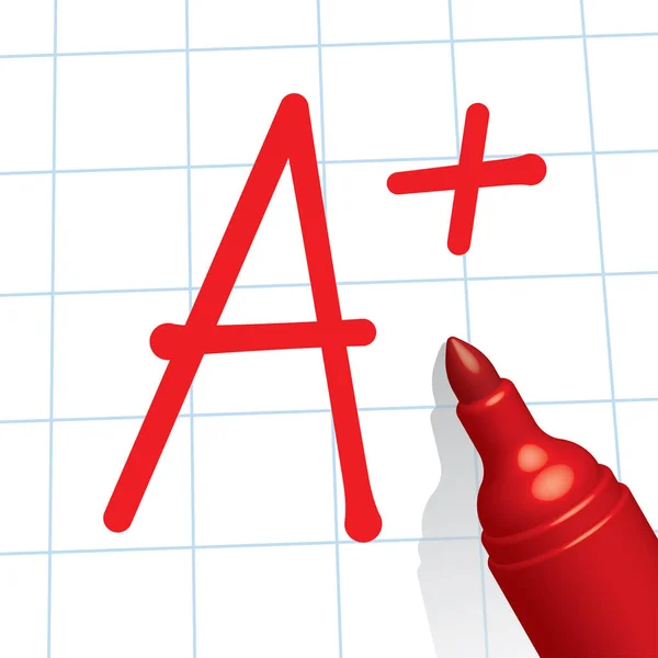 Grade Papier Rode Pen Vector Illustratie — Stockvector