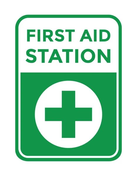 Signo Estación Primeros Auxilios Cruz Ilustración Vectores — Vector de stock