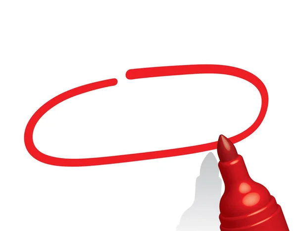 Cerchio Rosso Vuoto Pennarello Rosso Illustrazione Vettoriale — Vettoriale Stock