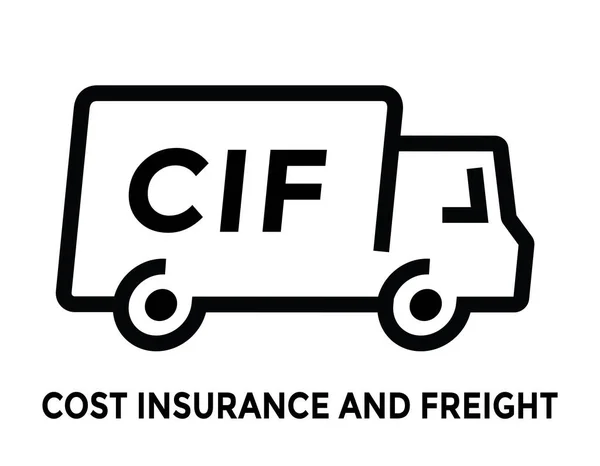 Cif Seguro Costos Flete Logotipo Icono Camión Lineal Simple Ilustración — Vector de stock