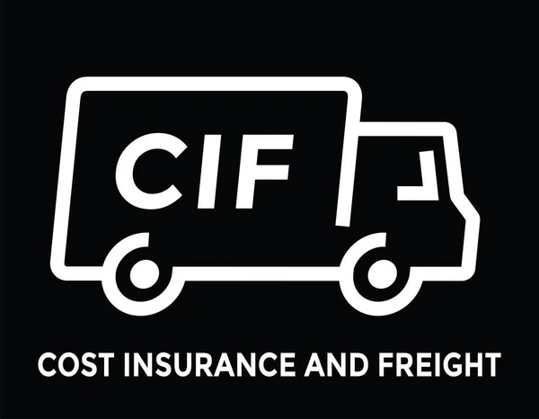 Cif Cost Insurance Freight Simple Linear Truck Logo Icon Vector — 图库矢量图片