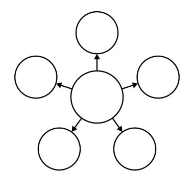 boş diyagram oklu beş daire, vektör illüstrasyonu 