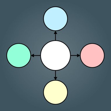boş diyagram oklu dört daire, vektör illüstrasyonu 