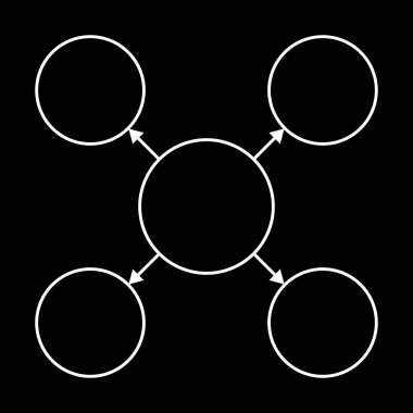 boş diyagram oklu dört daire, vektör illüstrasyonu 