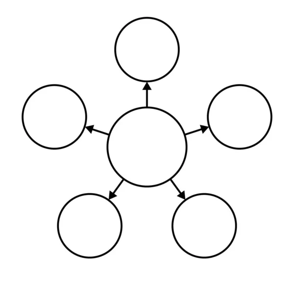 Leeres Diagramm Fünf Kreise Mit Pfeilen Vektorabbildung — Stockvektor