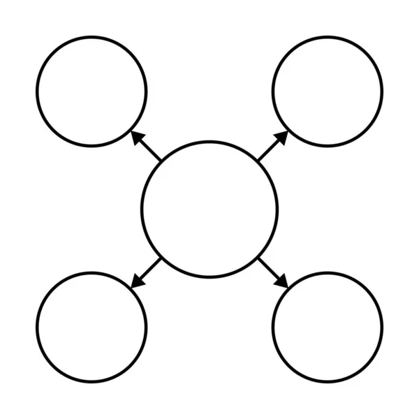 Diagramma Vuoto Quattro Cerchi Con Frecce Illustrazione Vettoriale — Vettoriale Stock
