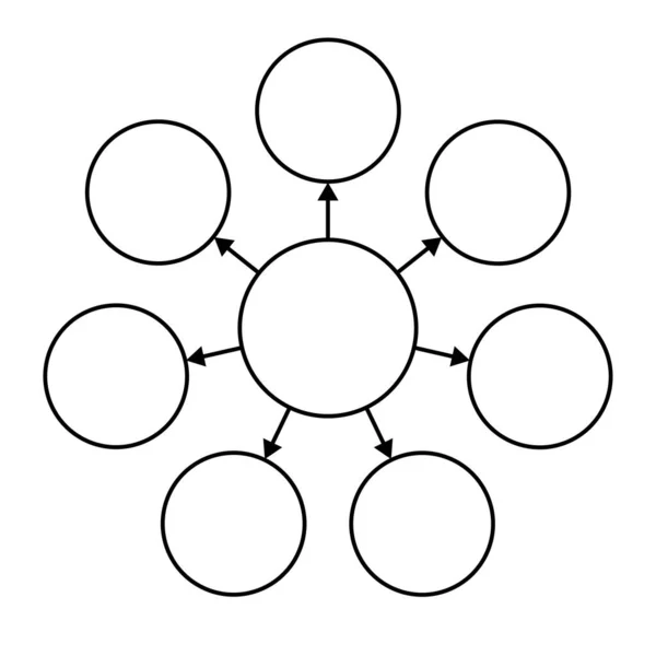 Diagramma Vuoto Sette Cerchi Con Frecce Illustrazione Vettoriale — Vettoriale Stock