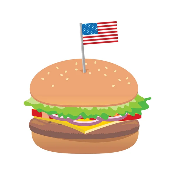 Hamburger Hamburger Bandiera Usa Illustrazione Vettoriale — Vettoriale Stock
