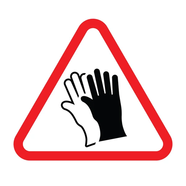 Tragen Sie Handschuhe Dreieckiges Zeichen Vektorabbildung — Stockvektor