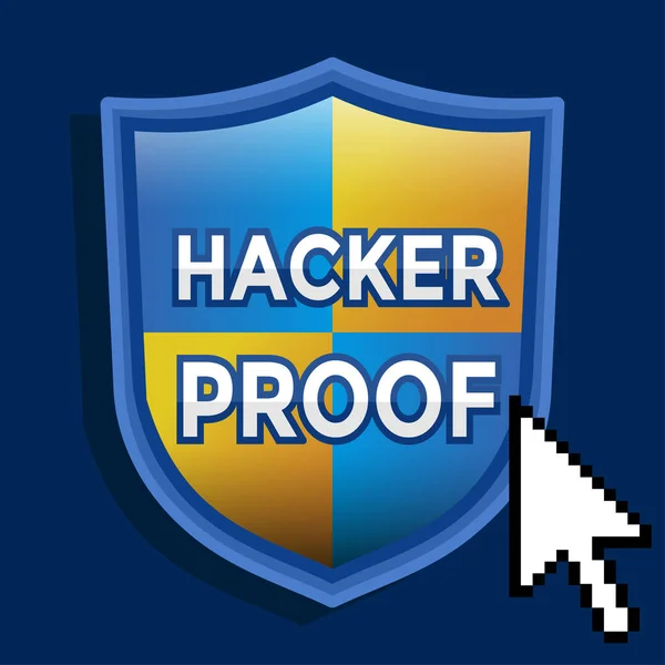 Hacker Proof Jednoduchý Modrý Oranžový Štít Kurzor Vektorová Ilustrace — Stockový vektor