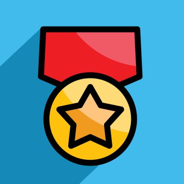 Madalya, düzen, dekorasyon, yıldız, vektör illüstrasyonu 