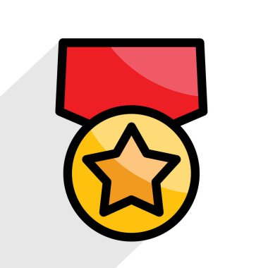 Madalya, düzen, dekorasyon, yıldız, vektör illüstrasyonu 