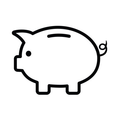 Piggy Bank doğrusal, vektör illüstrasyonu 