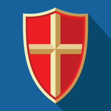 Altın haçlı kalkan, vektör çizimi 