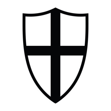 Çapraz, siyah ve beyaz kalkan, vektör illüstrasyonu 