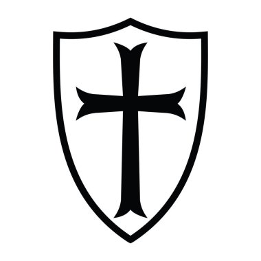 Haçlı ortaçağ kalkanı, vektör çizimi 