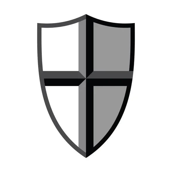 Escudo Com Cruz Preto Branco Ilustração Vetorial — Vetor de Stock