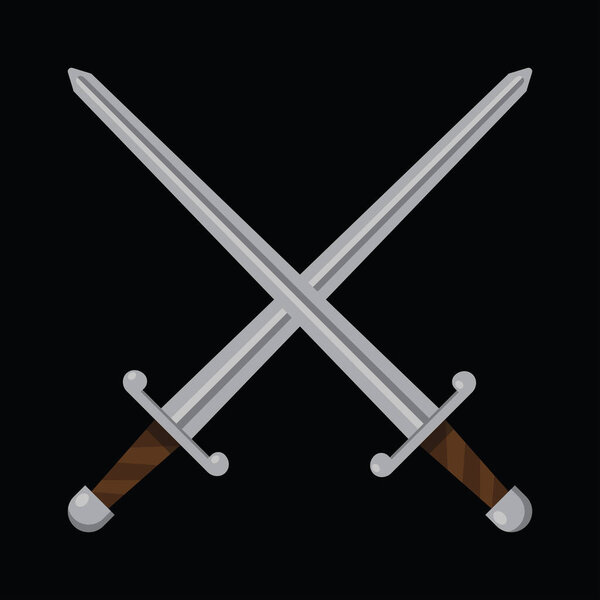 Средневековый меч, длинный меч, векторная иллюстрация 