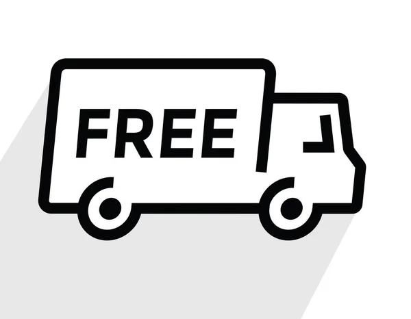 免费送货或运输 简单线性卡车标志或图标 矢量图解 — 图库矢量图片