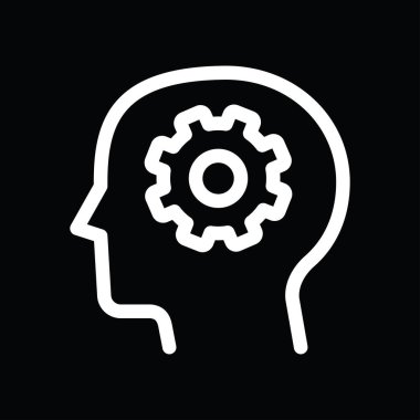 çark, insan kafası simgesi, doğrusal, vektör illüstrasyonu 