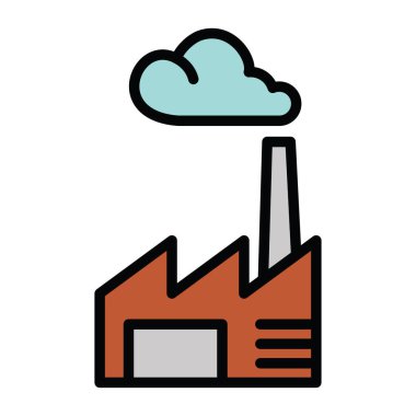 Fabrika simgesi, doğrusal, vektör illüstrasyonu