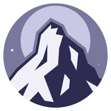 dağ simgesi, ay, vektör illüstrasyonu 