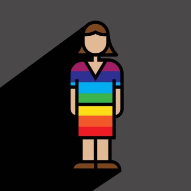 gökkuşağı kadın simgesi, renkli, doğrusal, vektör illüstrasyonu