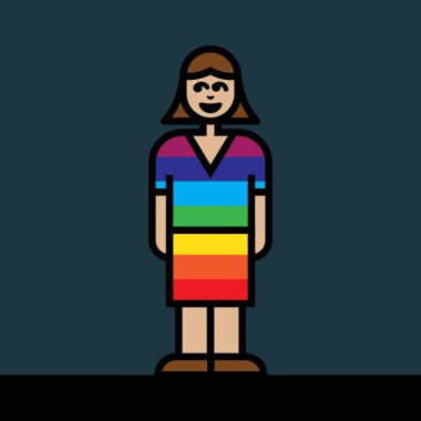 gökkuşağı kadın simgesi, renkli, doğrusal, vektör illüstrasyonu