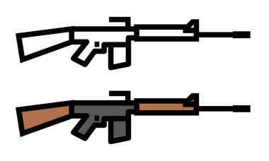 Saldırı tüfeği ikonu, basit silah, vektör illüstrasyonu 