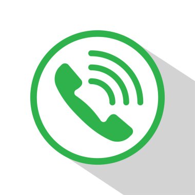 Gölge Vektörü Basit Tasarımı Olan Yeşil ve Beyaz Telefon Simgesi