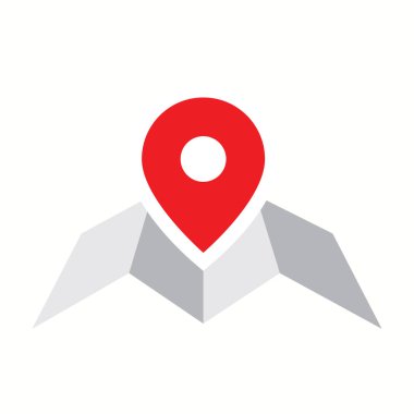 harita ve vektör illüstrasyonlu konum simgesi