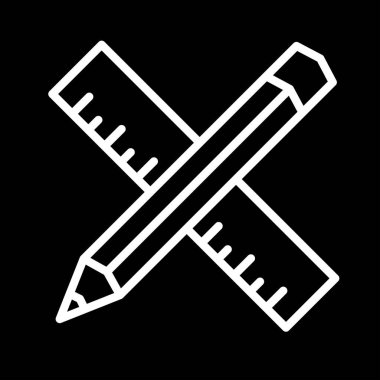 Kalem ve cetvel simgesi basit, vektör illüstrasyonu 