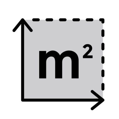 metrekare simge, m2, vektör illüstrasyonu 