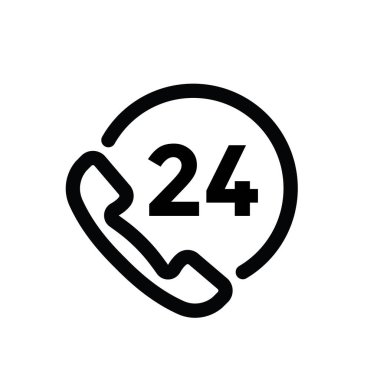 24h destek hattı simgesi, çağrı merkezi, müşteri desteği, vektör illüstrasyonu 