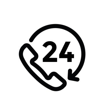 24h destek hattı simgesi, çağrı merkezi, müşteri desteği, vektör illüstrasyonu 