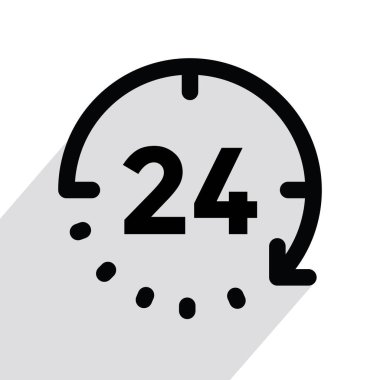 24 saat basit simge, vektör illüstrasyonu 