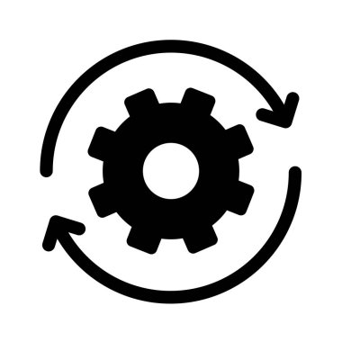 dişli ya da dişli, iş akışı, dairesel ok simgesi, doğrusal, vektör illüstrasyonu 