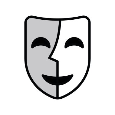 Tiyatro maskesi, komedi ve trajedi, vektör çizimi 