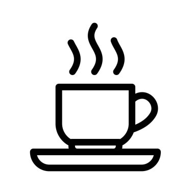 çay tabağı, basit doğrusal, vektör illüstrasyonlu kahve bardağı 