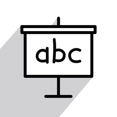 okul kavramı, beyaz tahta veya sunum tahtası veya projektör ekran simgesi, vektör illüstrasyonu 