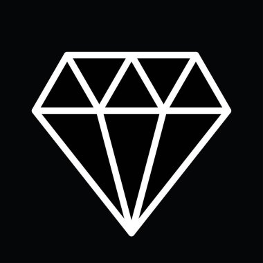 Siyah arkaplanda elmas simgesi, vektör illüstrasyonu 