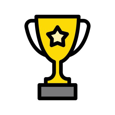 Yıldız ikonlu sarı kupa, vektör illüstrasyonu 