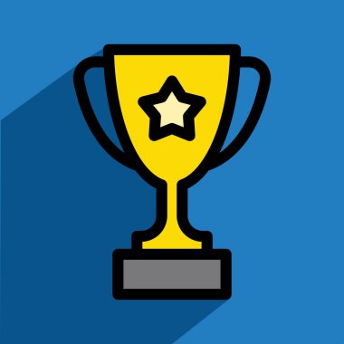 Yıldız ikonlu sarı kupa, vektör illüstrasyonu 