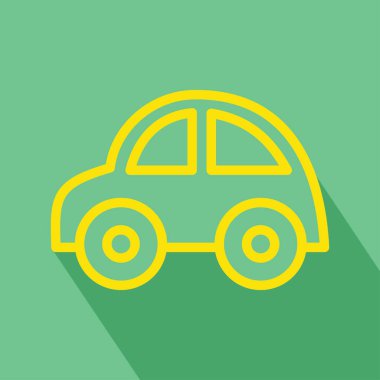 Yeşil arkaplanda gölgesi olan sarı çizgi film ikonu 